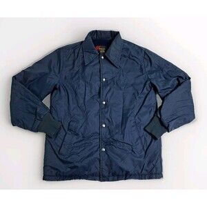 Vintage Sears Outerwear Windbreaker Basic Jacket Blue Fleece Lined Mens Small